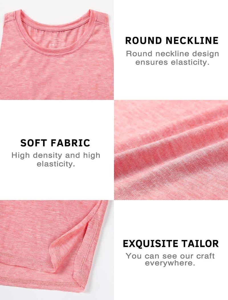 Cosy Pyro Workout Tank Tops for Women Lightweight Running Tanks Basic Gym Tops Sleeveless Athletic Yoga Shirts-4 Pack Black/Light Gray/White/Pink XL - Image 5